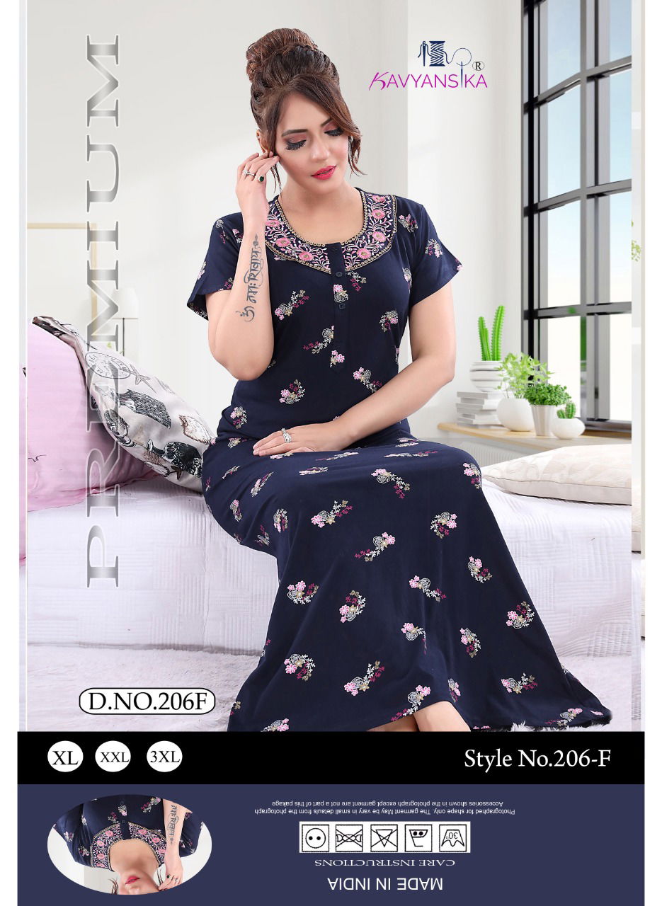Kavyansika 206 Night Wear Embroidery Printed Nighty Collection